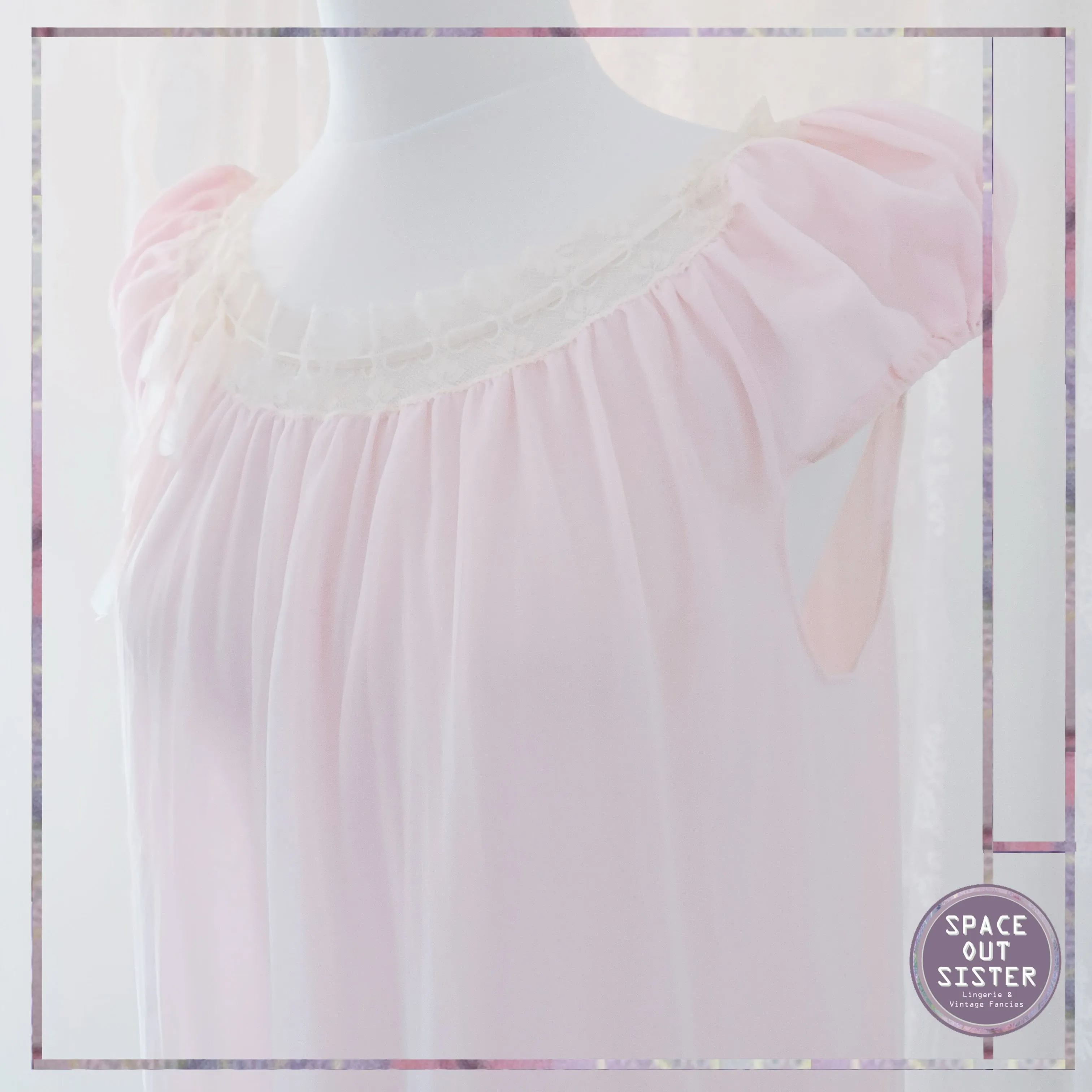 1950s Feather Soft Petal Pink Nightdress