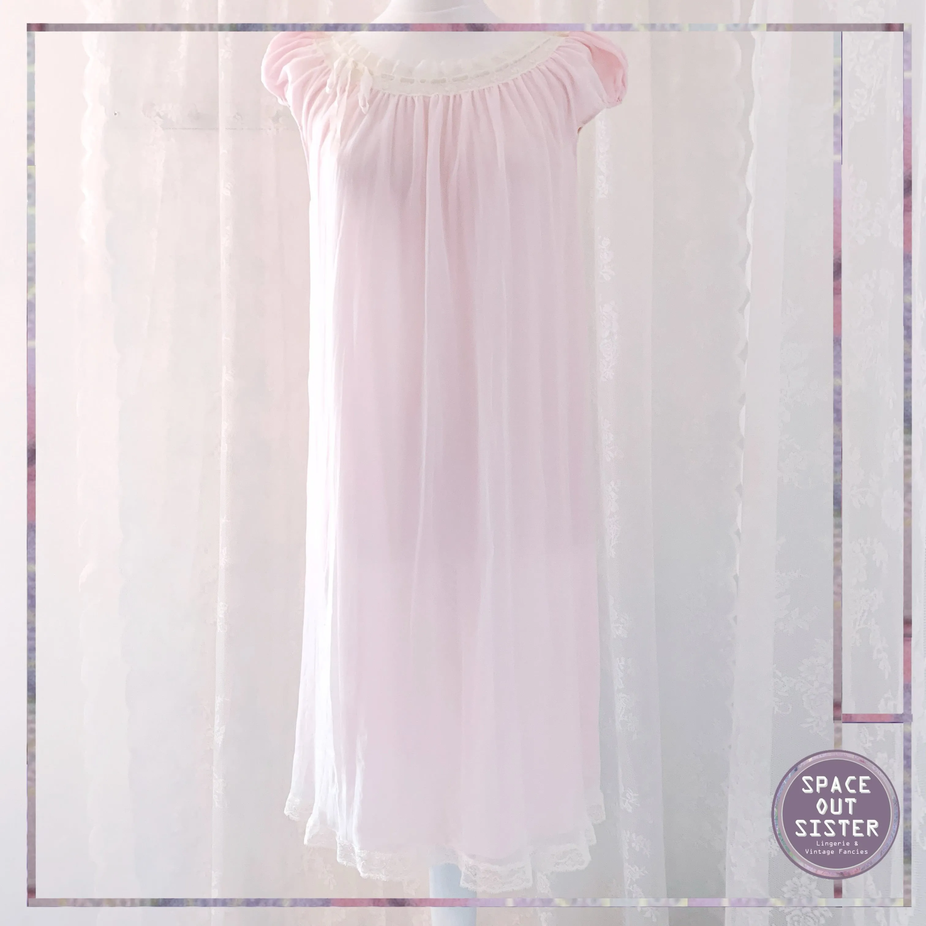 1950s Feather Soft Petal Pink Nightdress