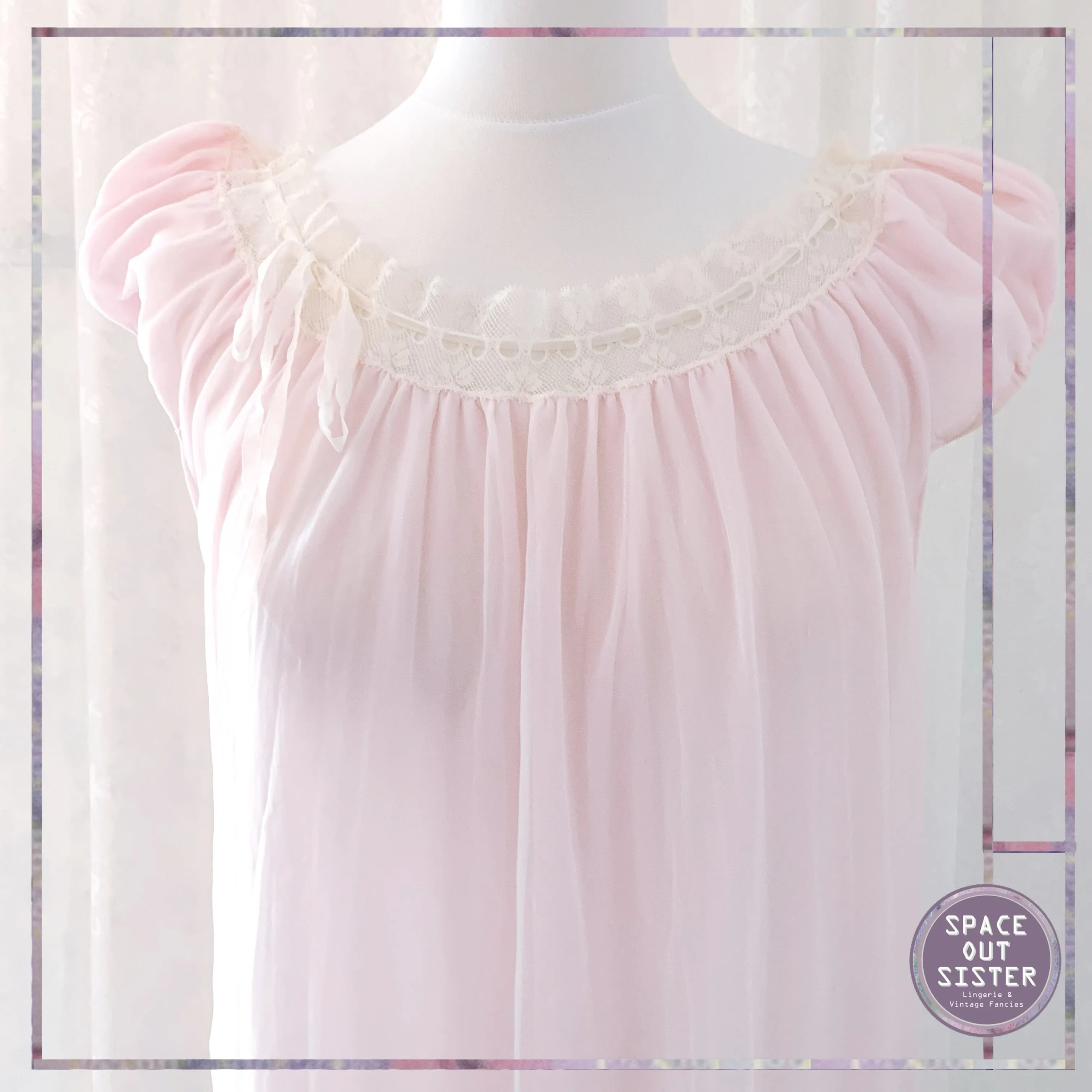 1950s Feather Soft Petal Pink Nightdress