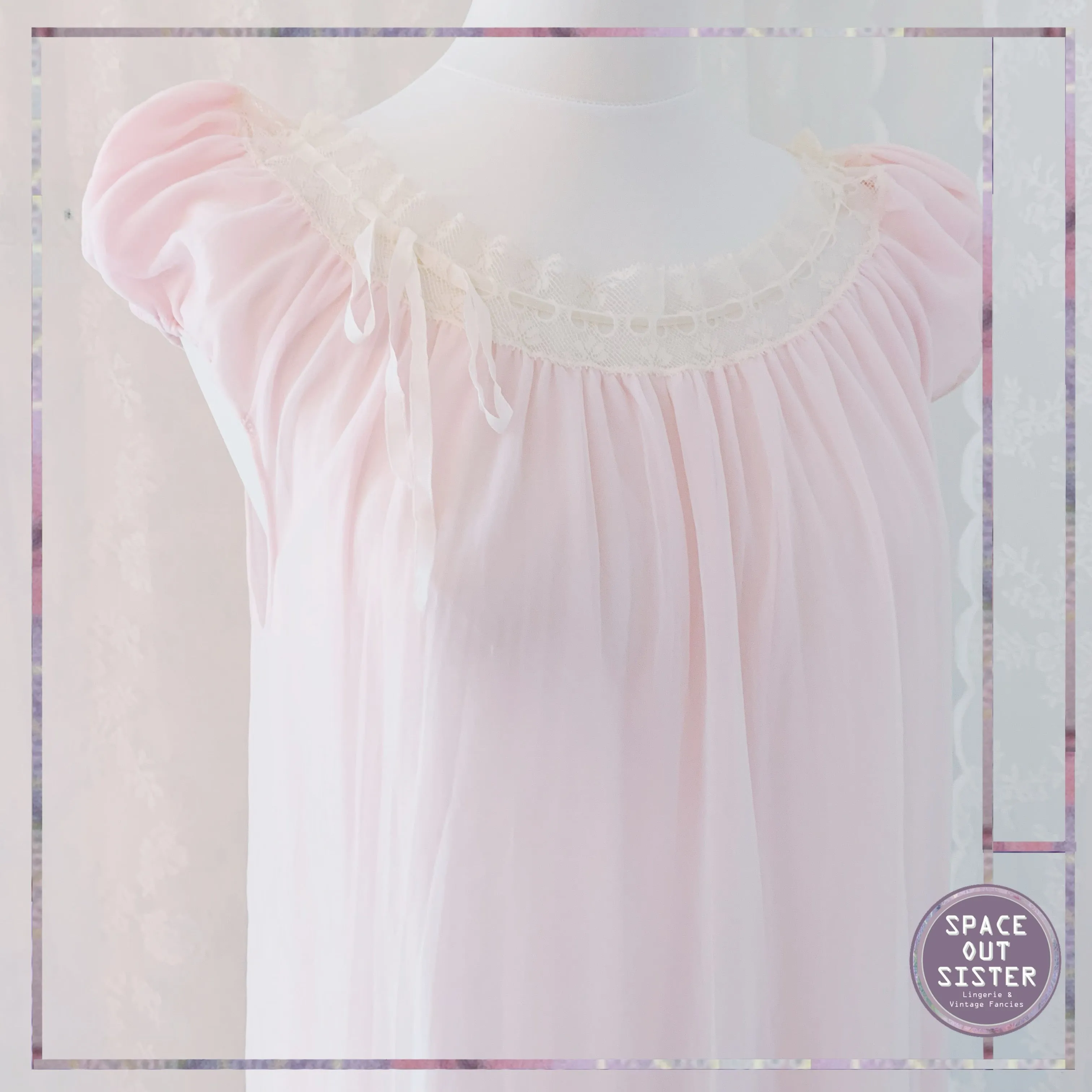 1950s Feather Soft Petal Pink Nightdress
