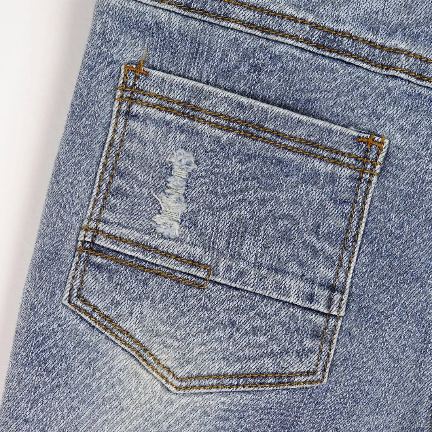 Baby Little Boy Slim Fit Jeans Little Kid Ripped Elastic Band Inside Denim Pants