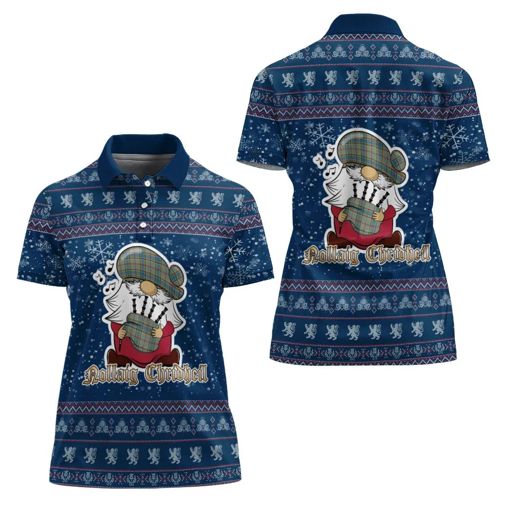 Balfour Blue Clan Christmas Family Polo Shirt with Funny Gnome Playing Bagpipes