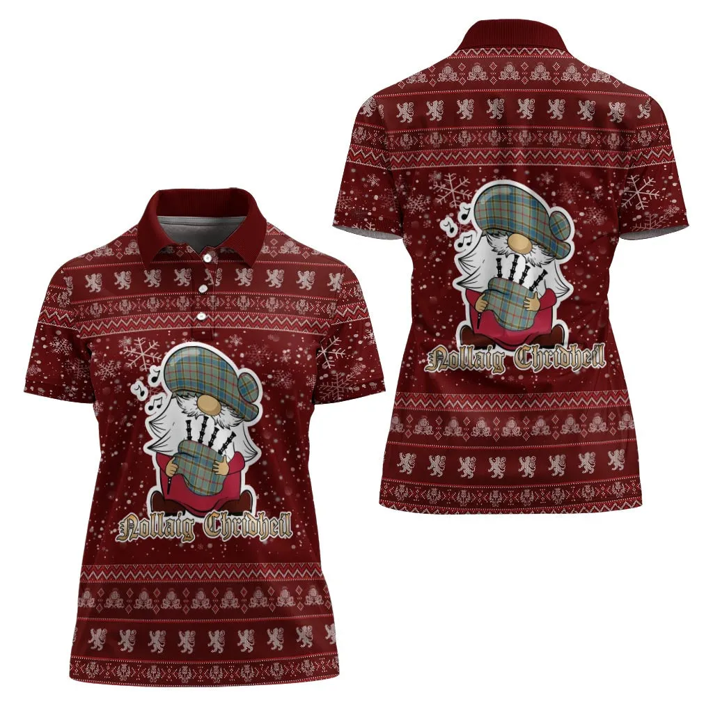 Balfour Blue Clan Christmas Family Polo Shirt with Funny Gnome Playing Bagpipes