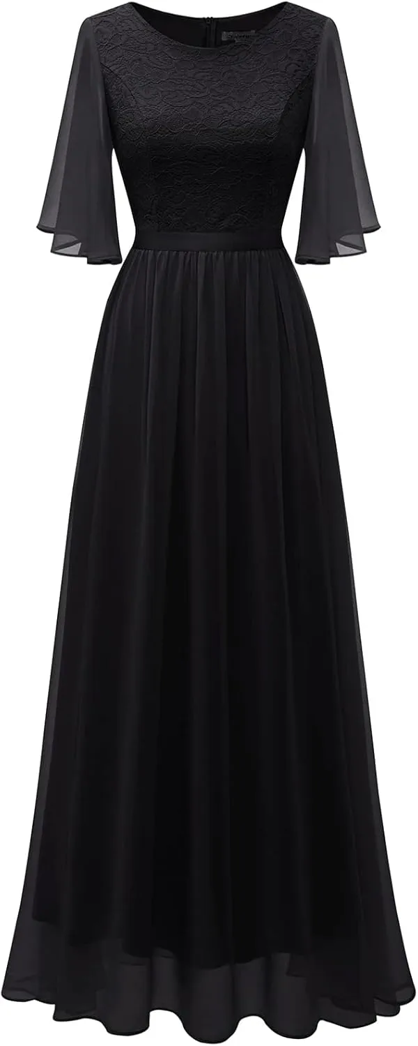 Bbonlinedress Womens Lace Bridesmaid Formal Evening Gowns Prom Chiffon Wedding Guest Dress