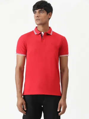 Blood Red Solid Slim Fit Polo T-Shirt | Greenfibre