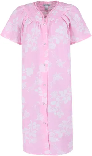 Elegant Emily Women's Floral Snap Front Duster Gown