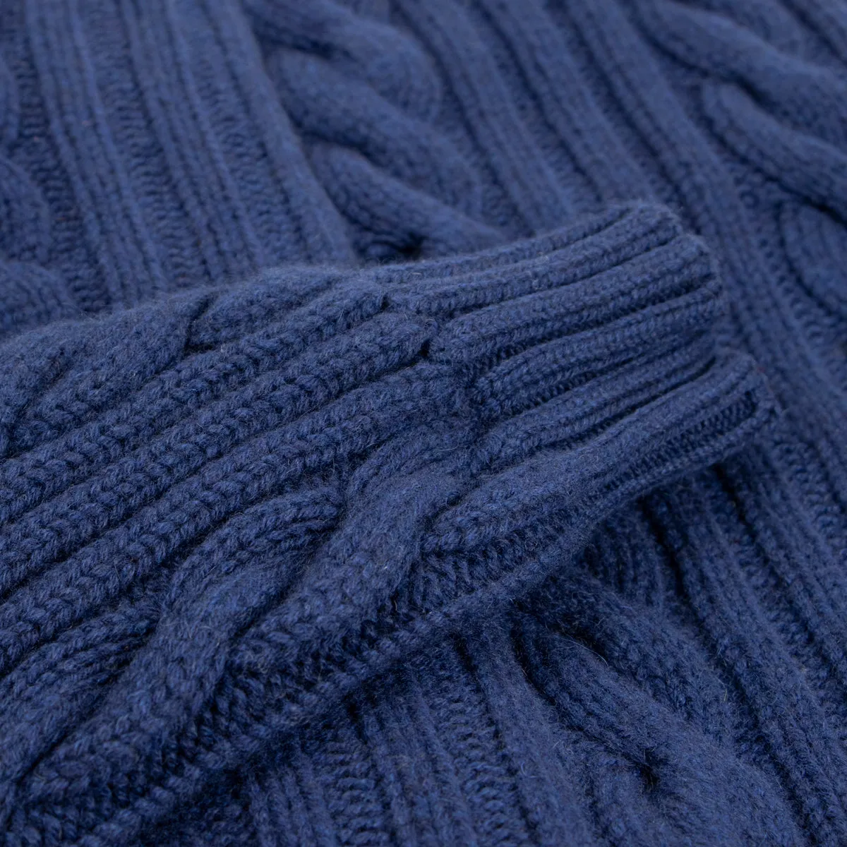 Inchiostro Blue Balmour 8Ply Shawl Collar Cable Cashmere Cardigan