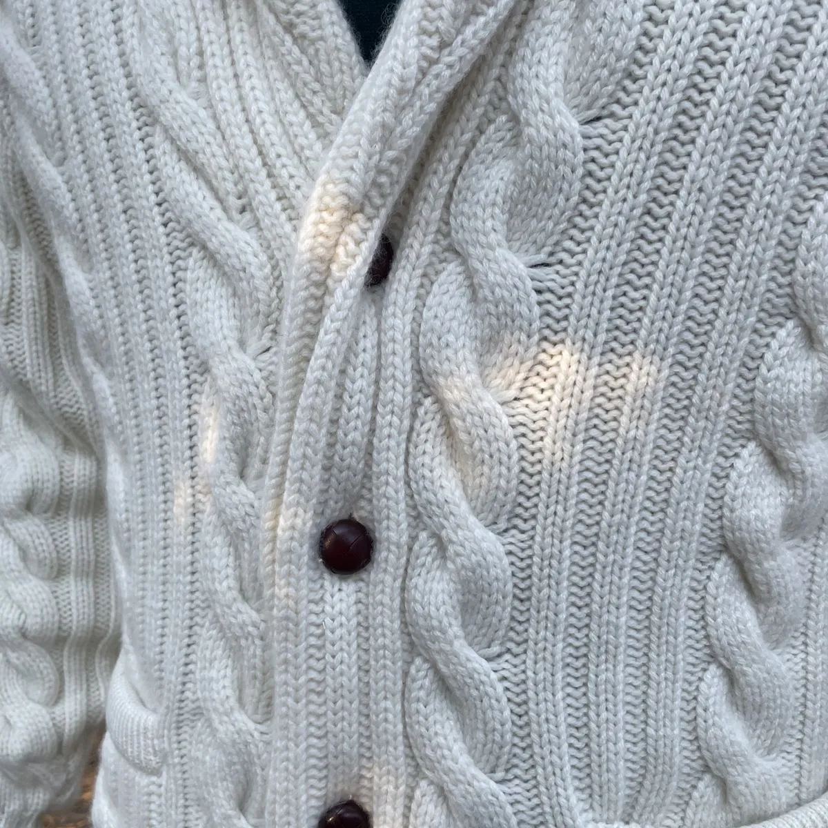 Inchiostro Blue Balmour 8Ply Shawl Collar Cable Cashmere Cardigan