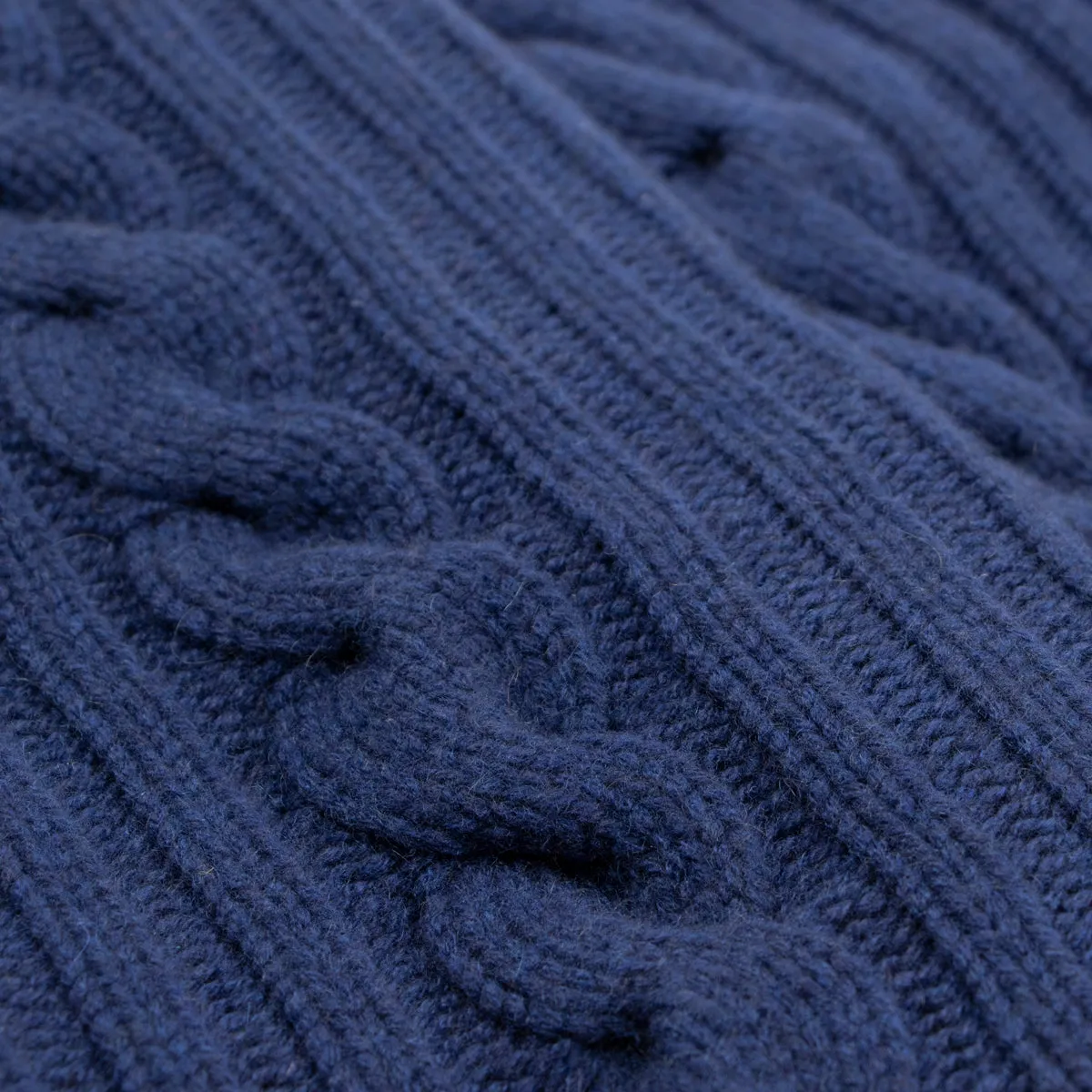 Inchiostro Blue Balmour 8Ply Shawl Collar Cable Cashmere Cardigan