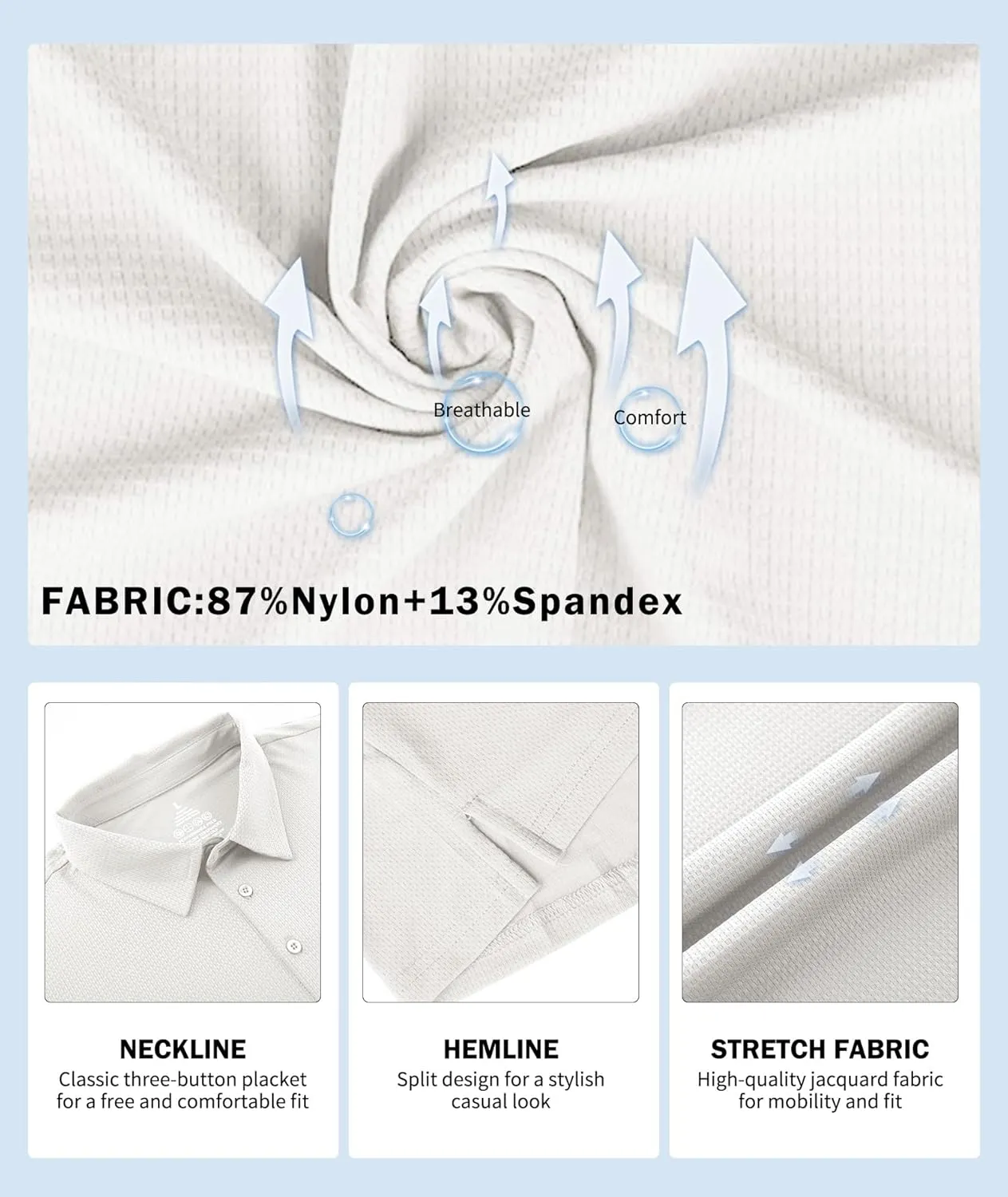 Jacquard Polo Shirts for Men Short Sleeve Golf Shirt Dry Fit Moisture Wicking Performance Golf Shirts