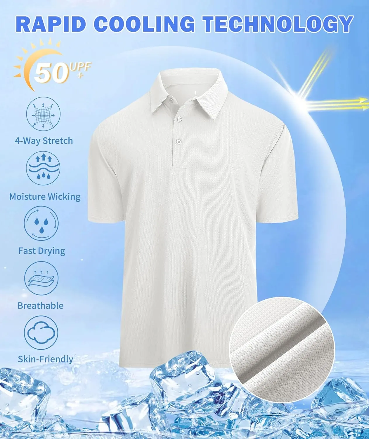 Jacquard Polo Shirts for Men Short Sleeve Golf Shirt Dry Fit Moisture Wicking Performance Golf Shirts