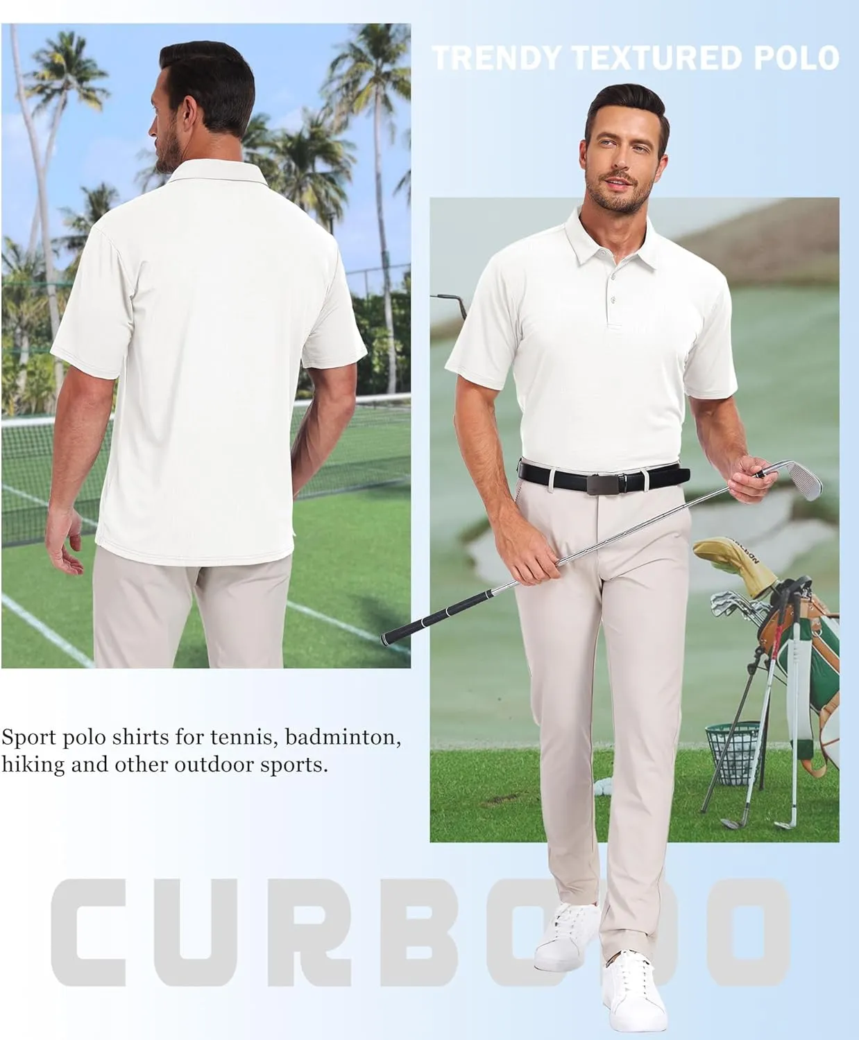 Jacquard Polo Shirts for Men Short Sleeve Golf Shirt Dry Fit Moisture Wicking Performance Golf Shirts