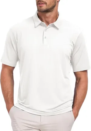 Jacquard Polo Shirts for Men Short Sleeve Golf Shirt Dry Fit Moisture Wicking Performance Golf Shirts