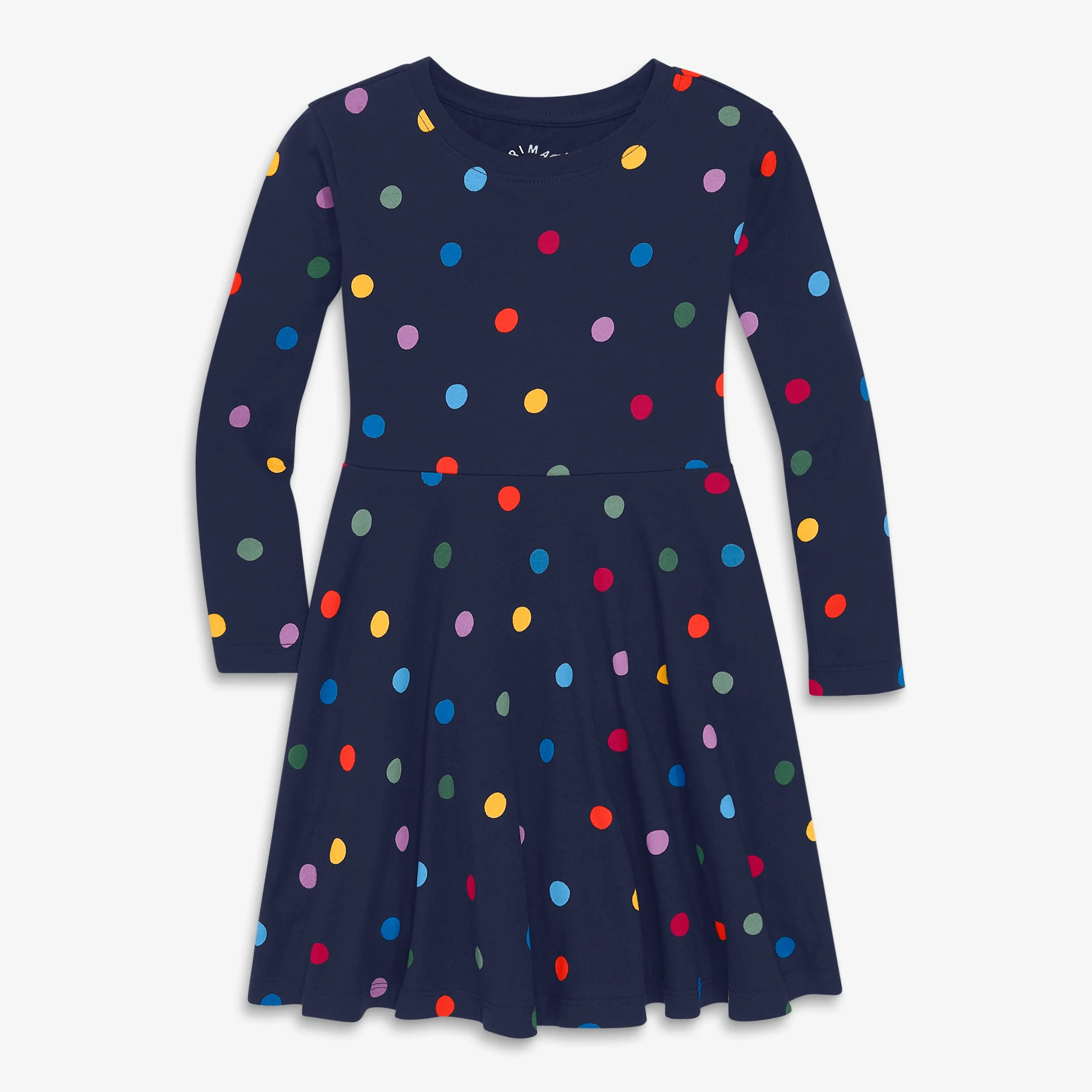 Kids long sleeve twirly dress in confetti dots