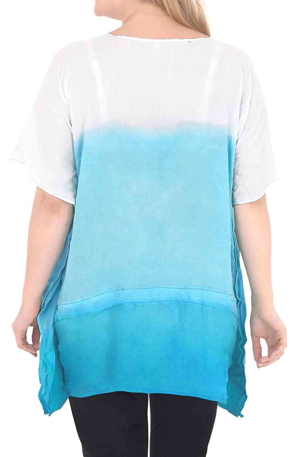 Loose Fit Plus Size Loose Beachwear Casual Blouse Women's Top Blue 14 - 18