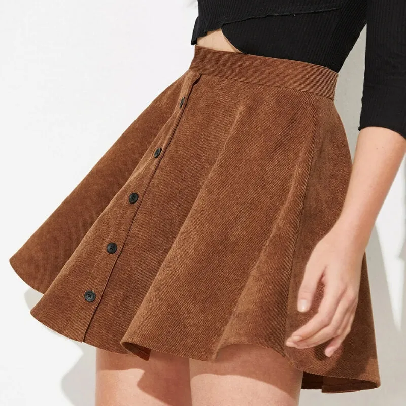 Marilyn Corduroy Button Front Skirt