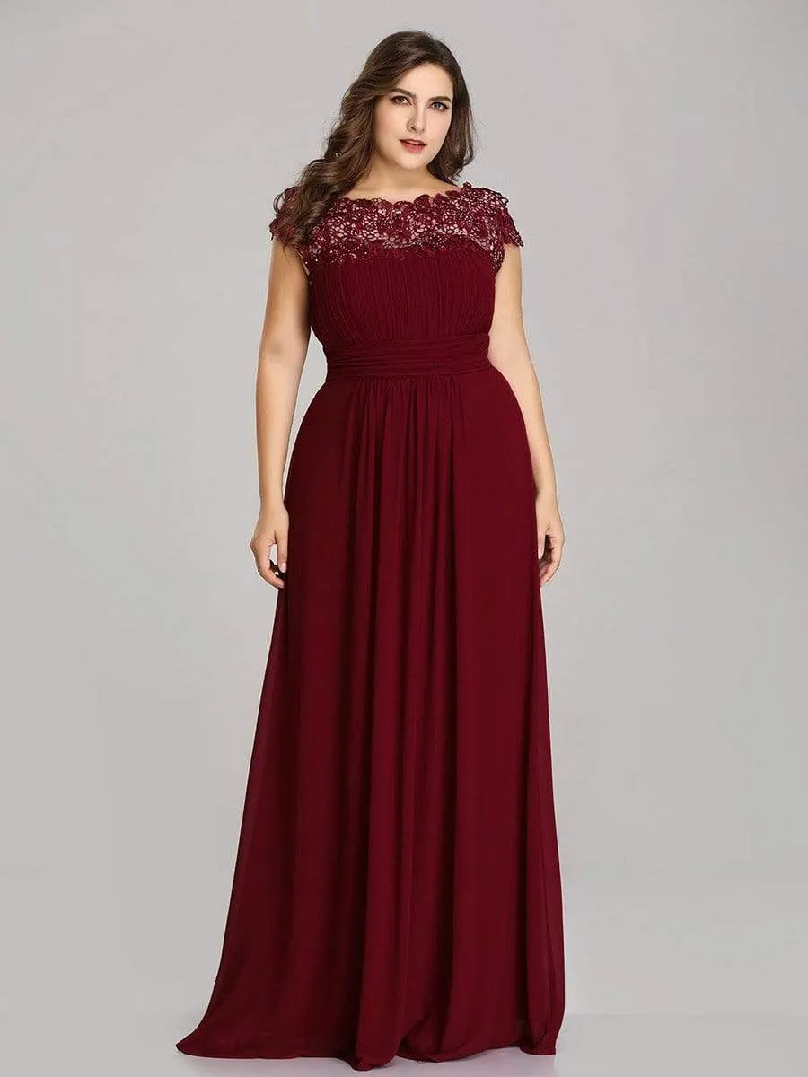Maxi Long Lace Cap Sleeve Elegant Evening Gowns