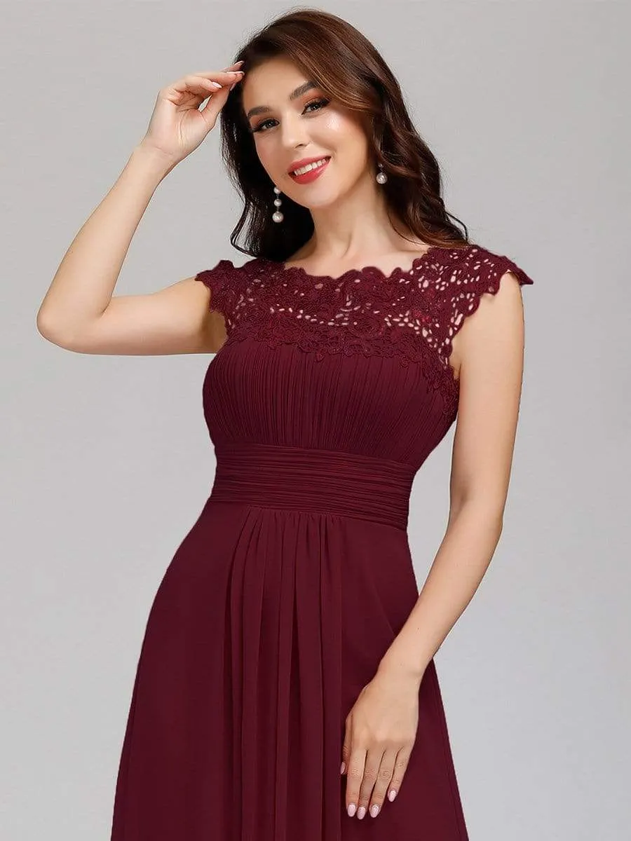 Maxi Long Lace Cap Sleeve Elegant Evening Gowns