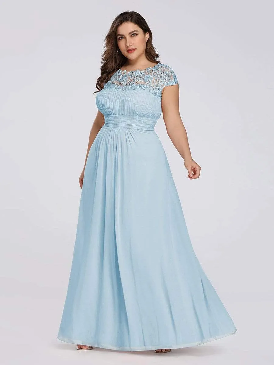 Maxi Long Lace Cap Sleeve Elegant Evening Gowns