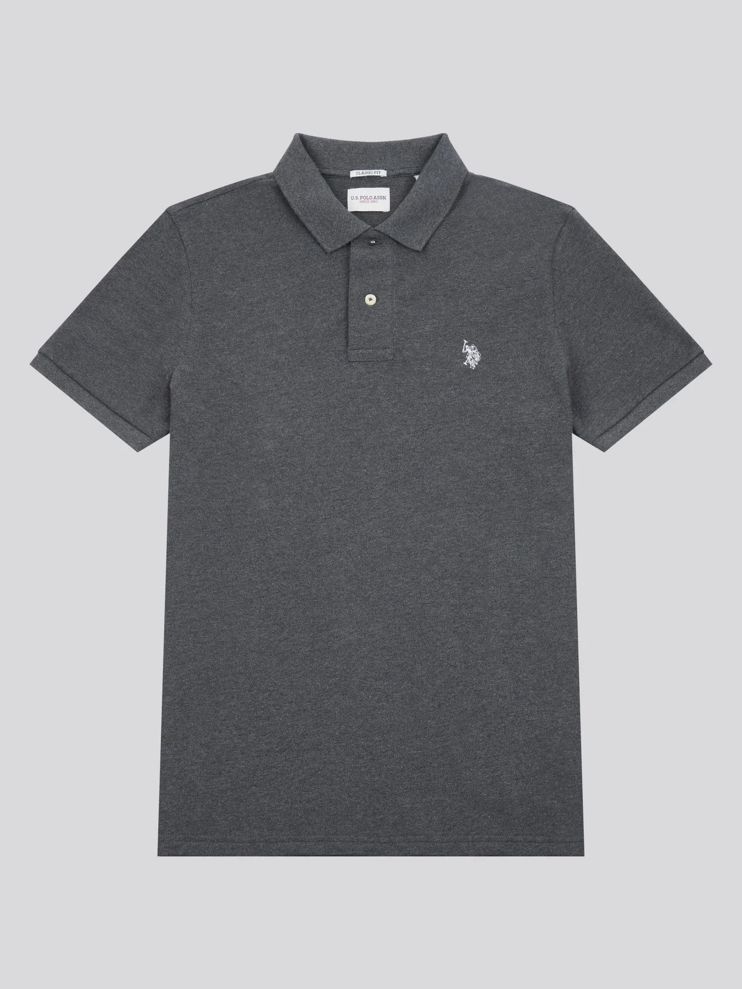 Mens Pique Polo Shirt in Charcoal Marl