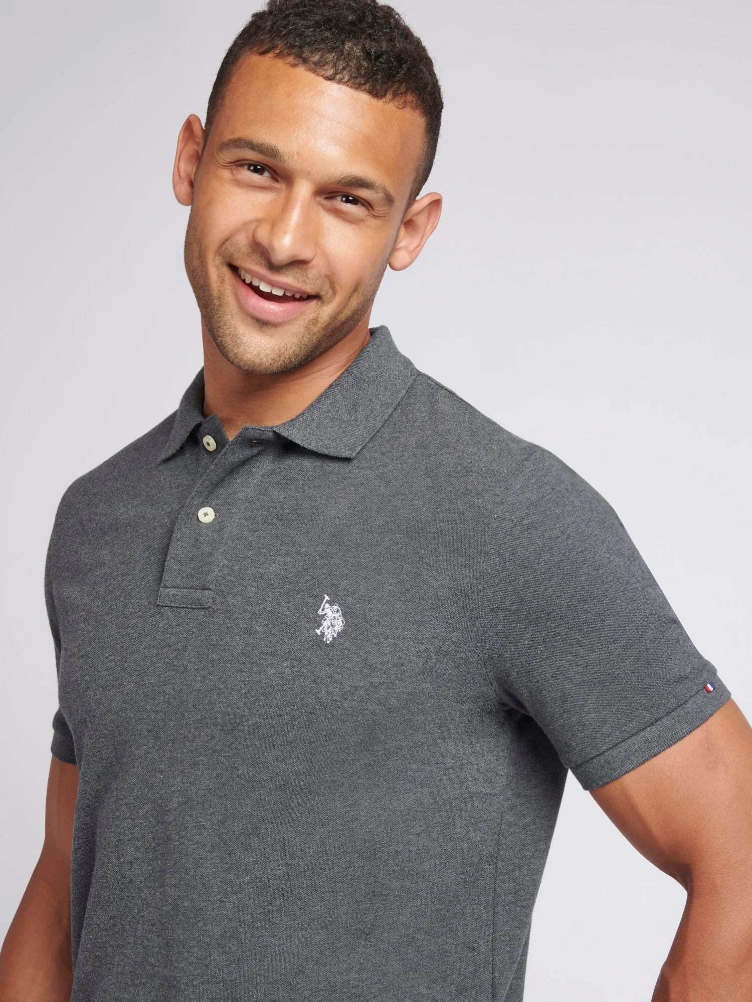 Mens Pique Polo Shirt in Charcoal Marl