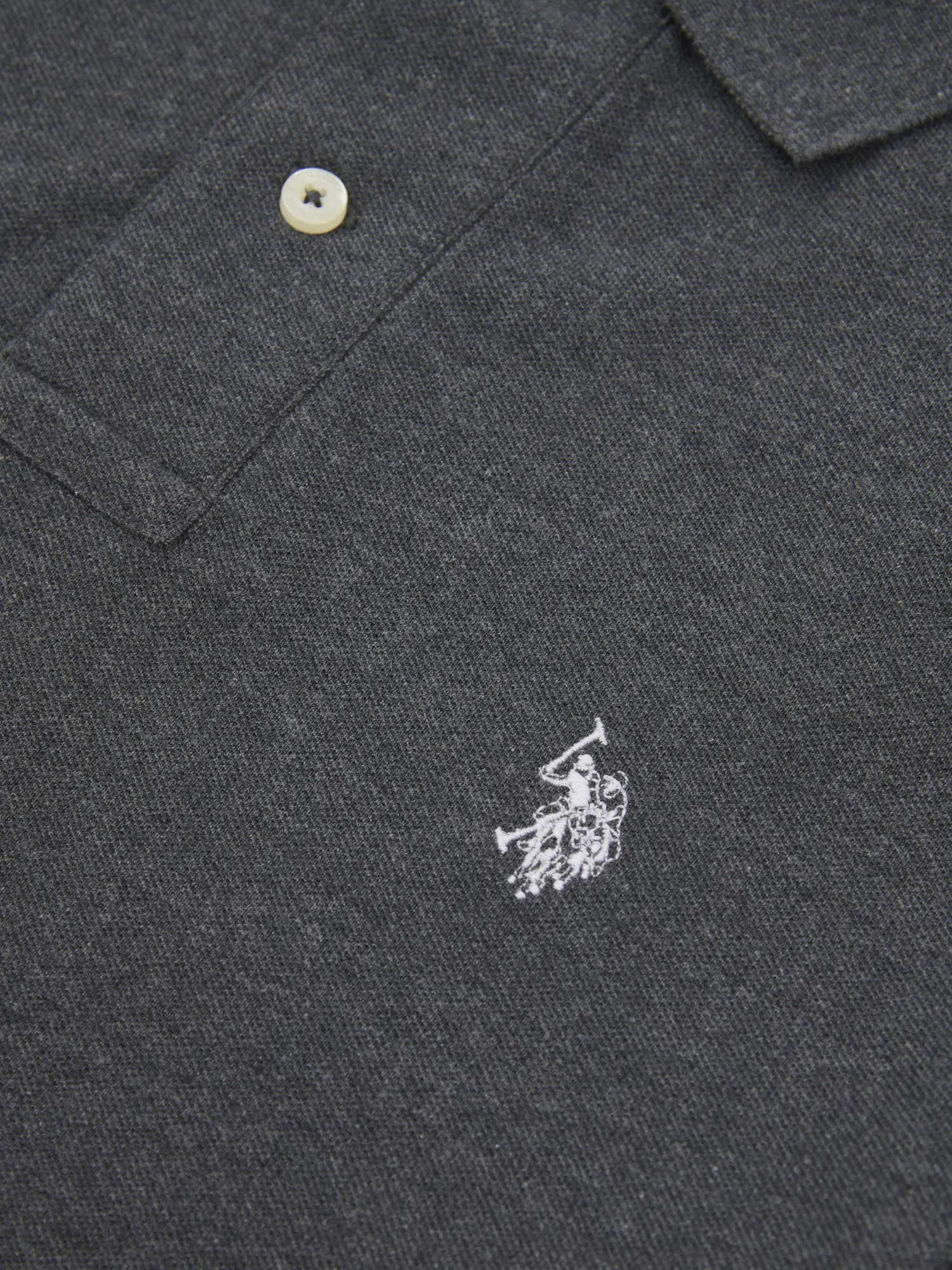 Mens Pique Polo Shirt in Charcoal Marl
