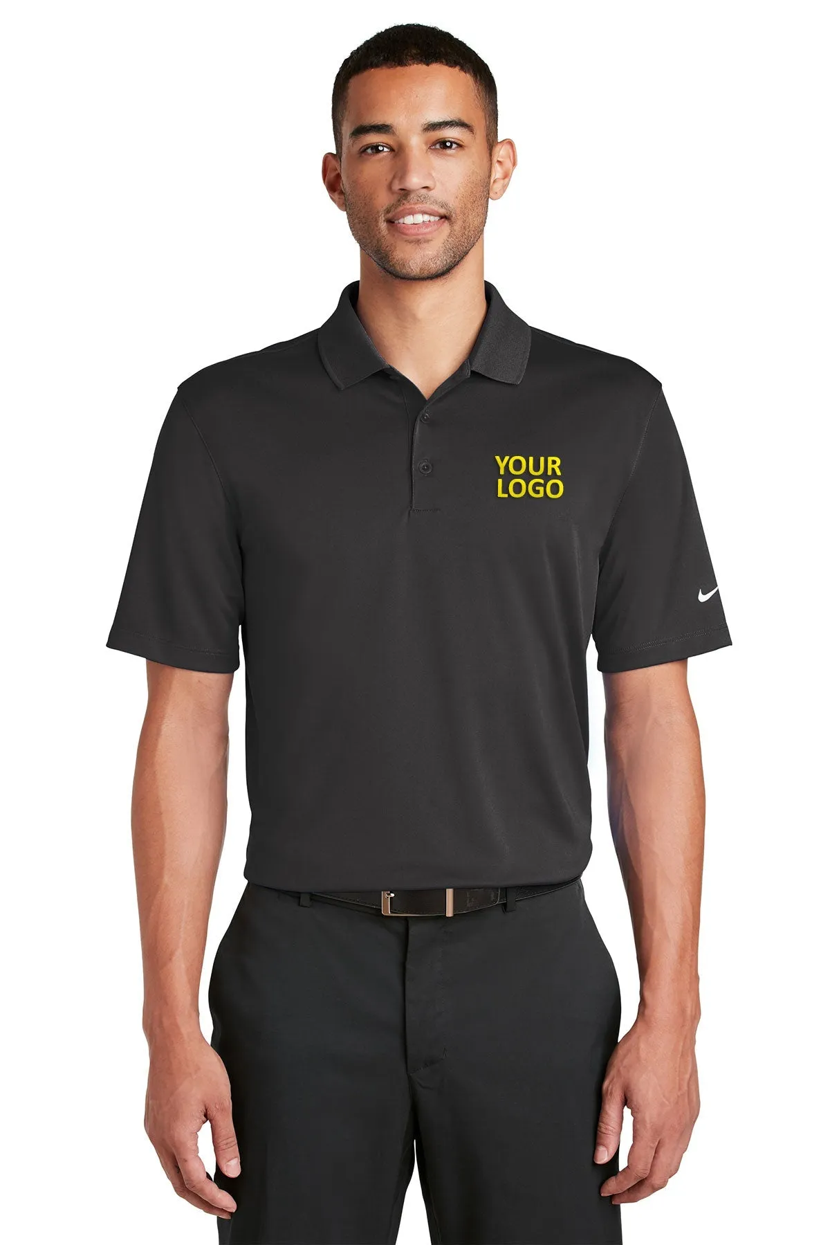 Nike Dri-FIT Players Custom Polos with Flat Knit Collar, Anthracite