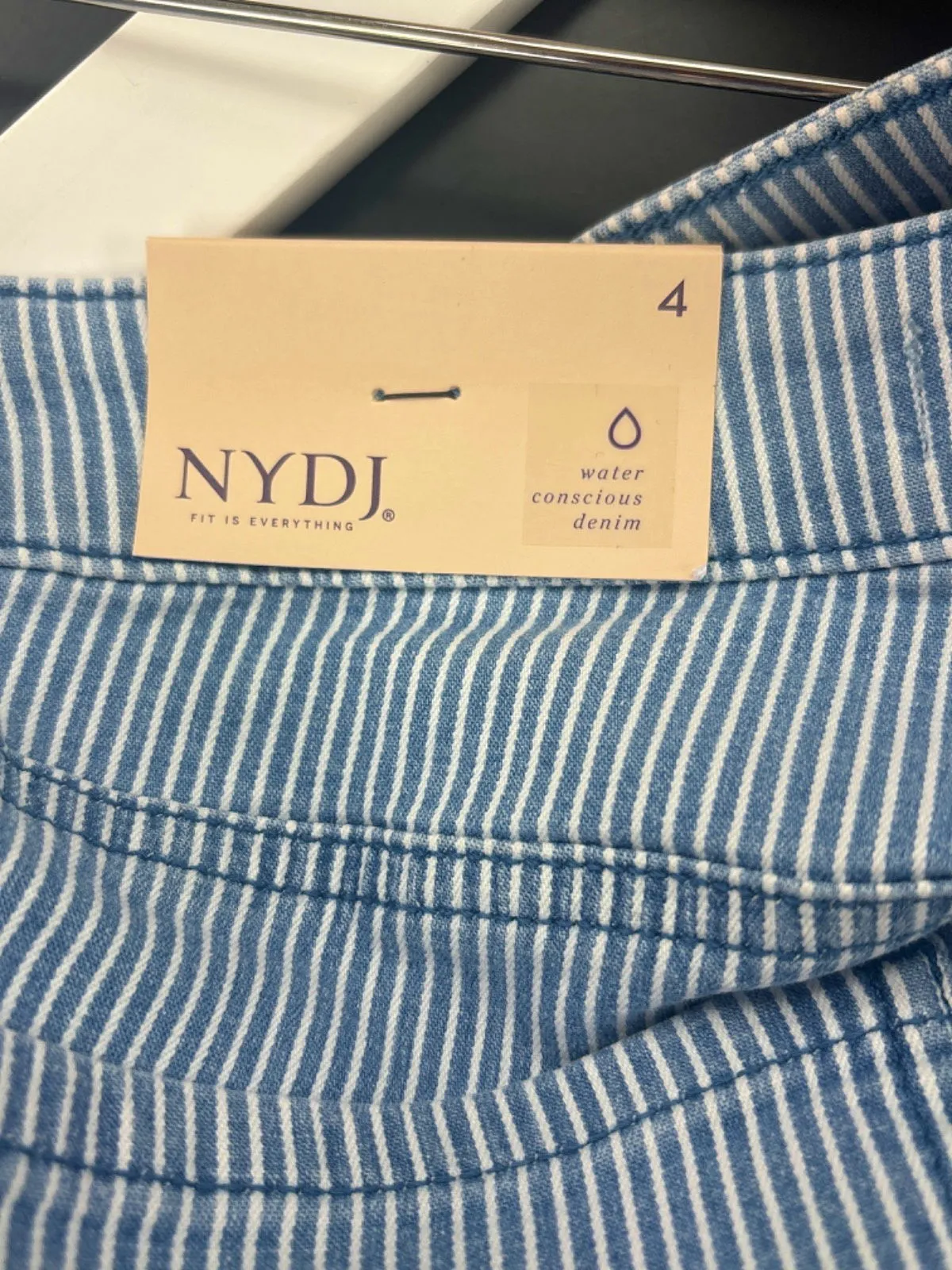 NYDJ Blue Striped Chloe Crop Trella Jeans UK 8