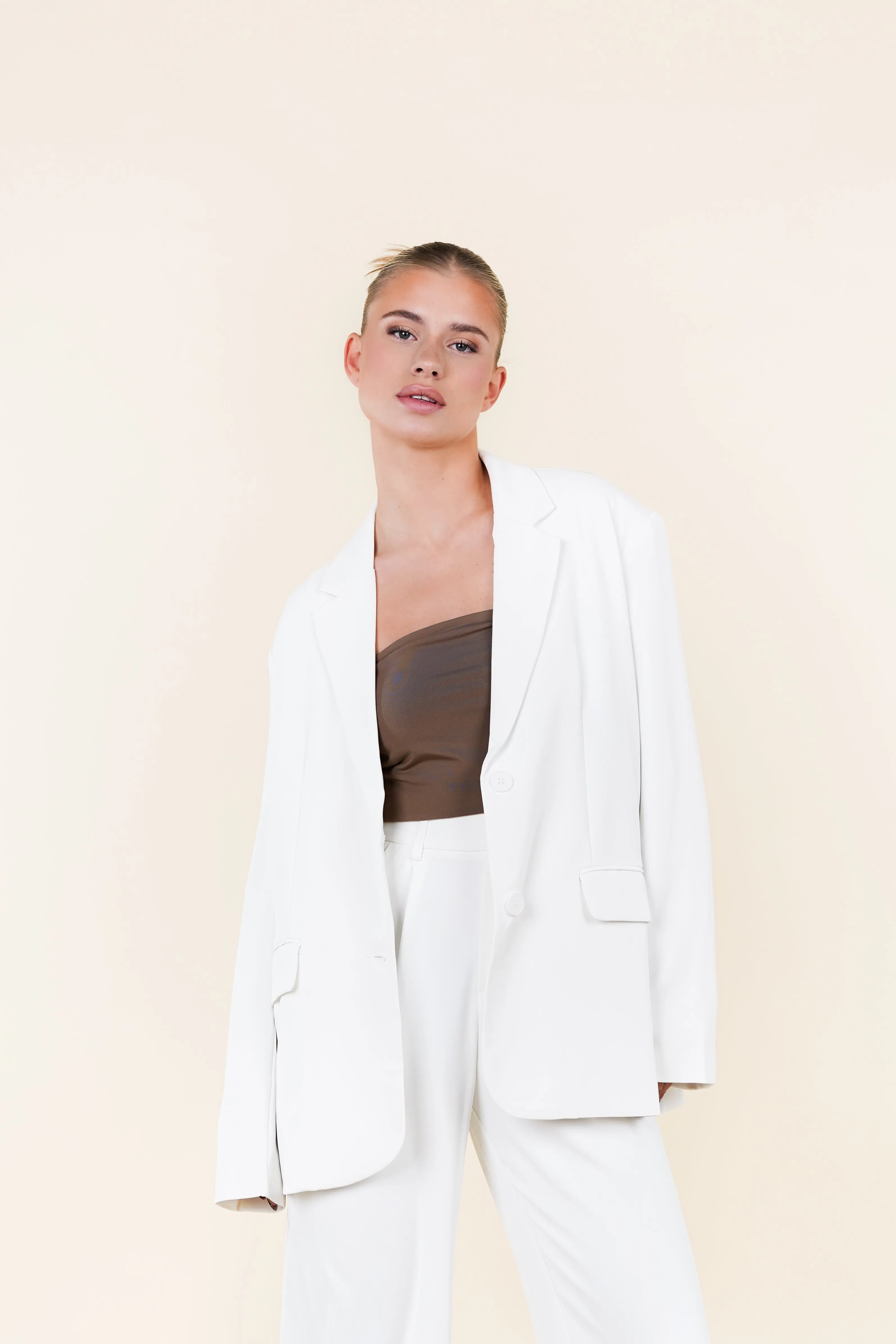 Oversized blazer wijd model wit - Kate