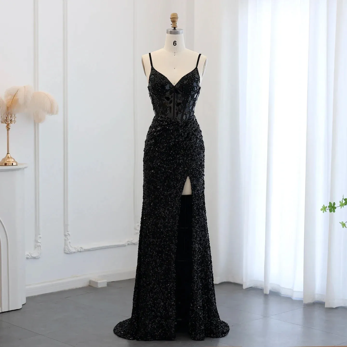Sexy Spaghetti Burgundy Sequin Prom Evening Dress SS166