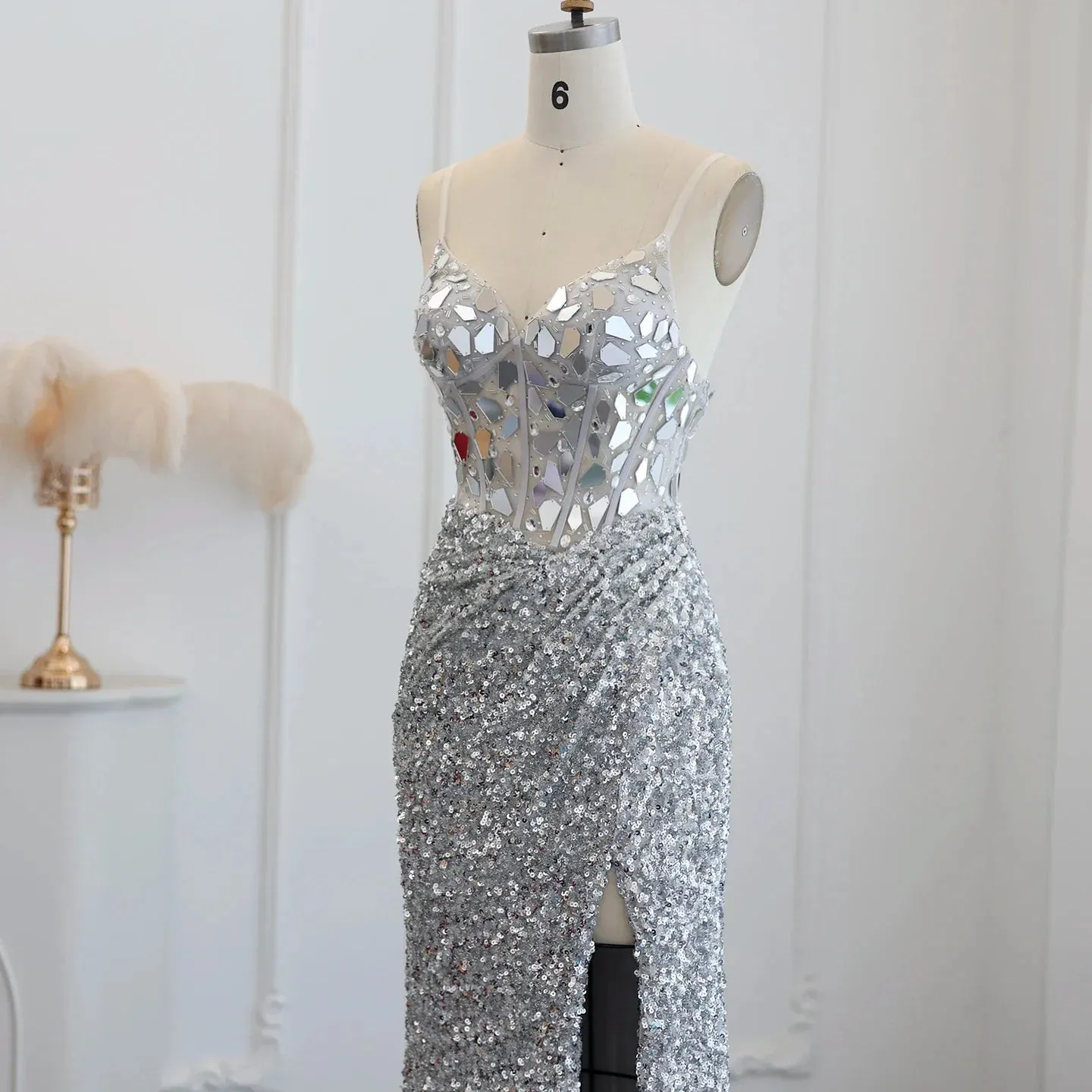 Sexy Spaghetti Burgundy Sequin Prom Evening Dress SS166