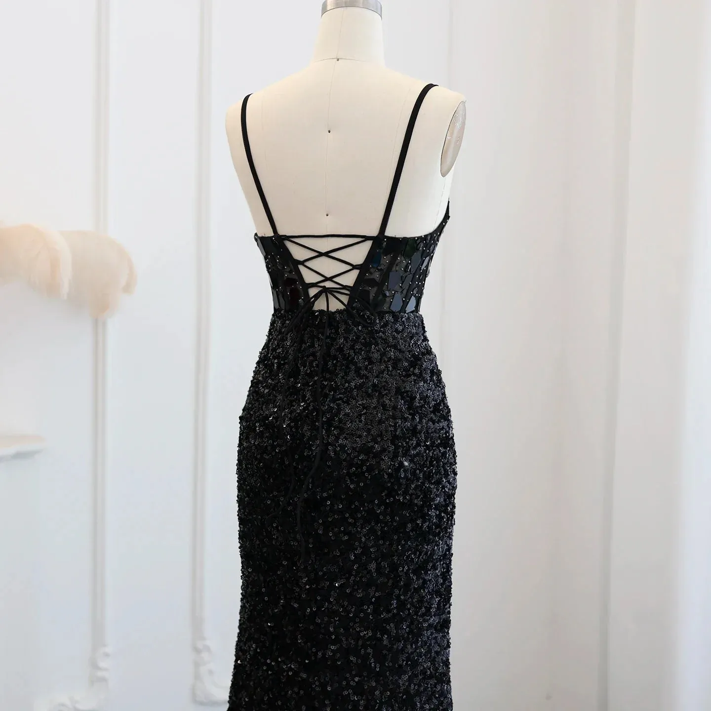 Sexy Spaghetti Burgundy Sequin Prom Evening Dress SS166