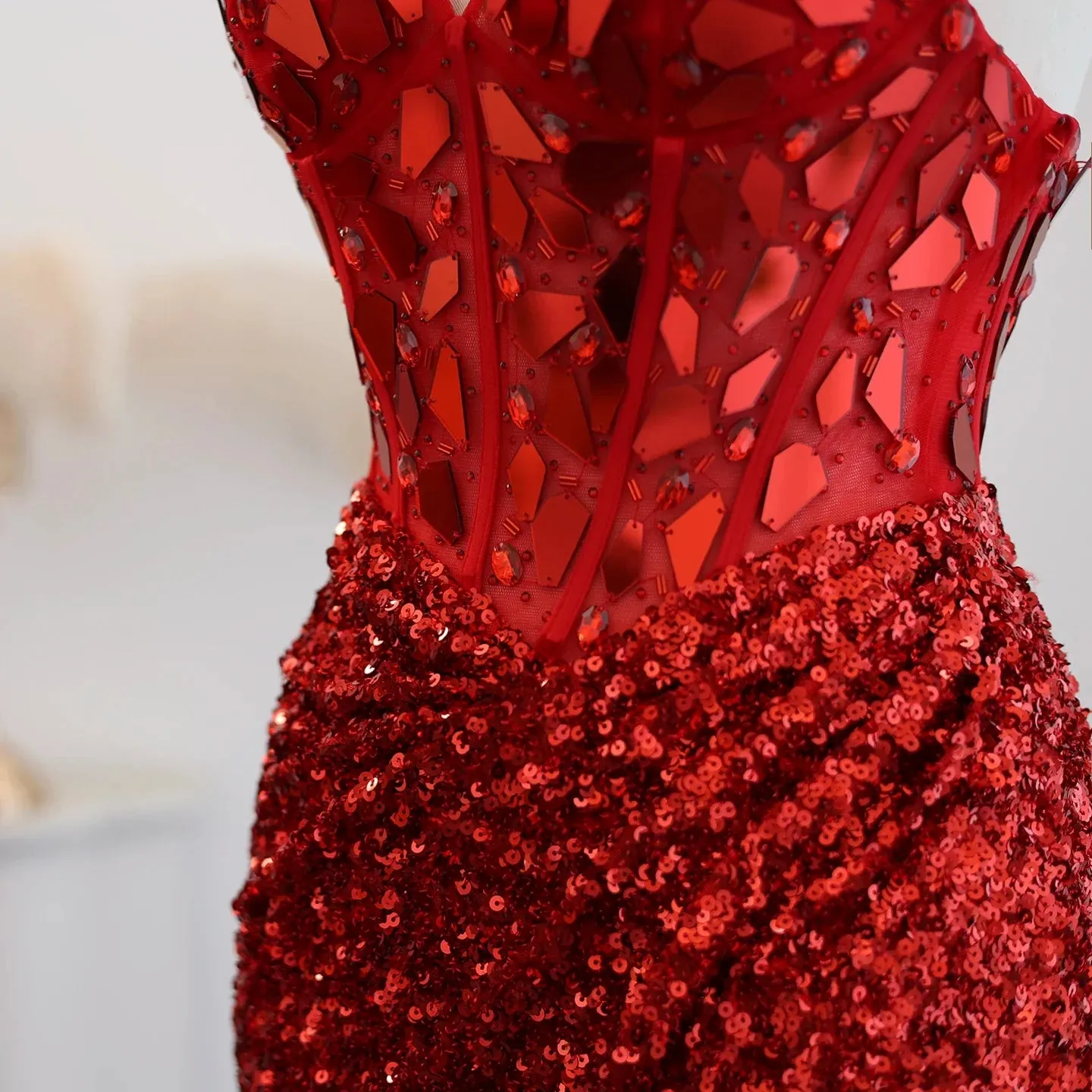 Sexy Spaghetti Burgundy Sequin Prom Evening Dress SS166