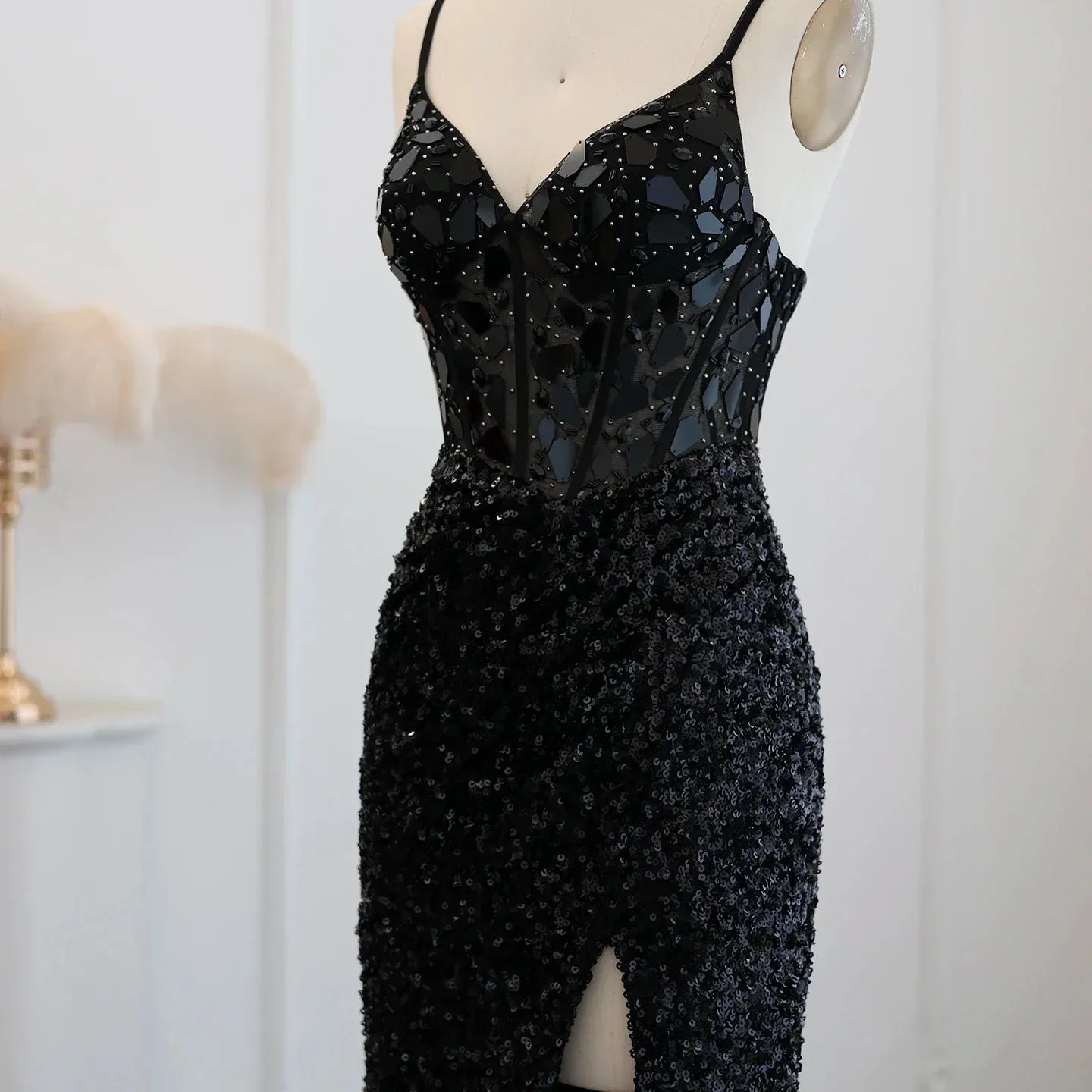 Sexy Spaghetti Burgundy Sequin Prom Evening Dress SS166