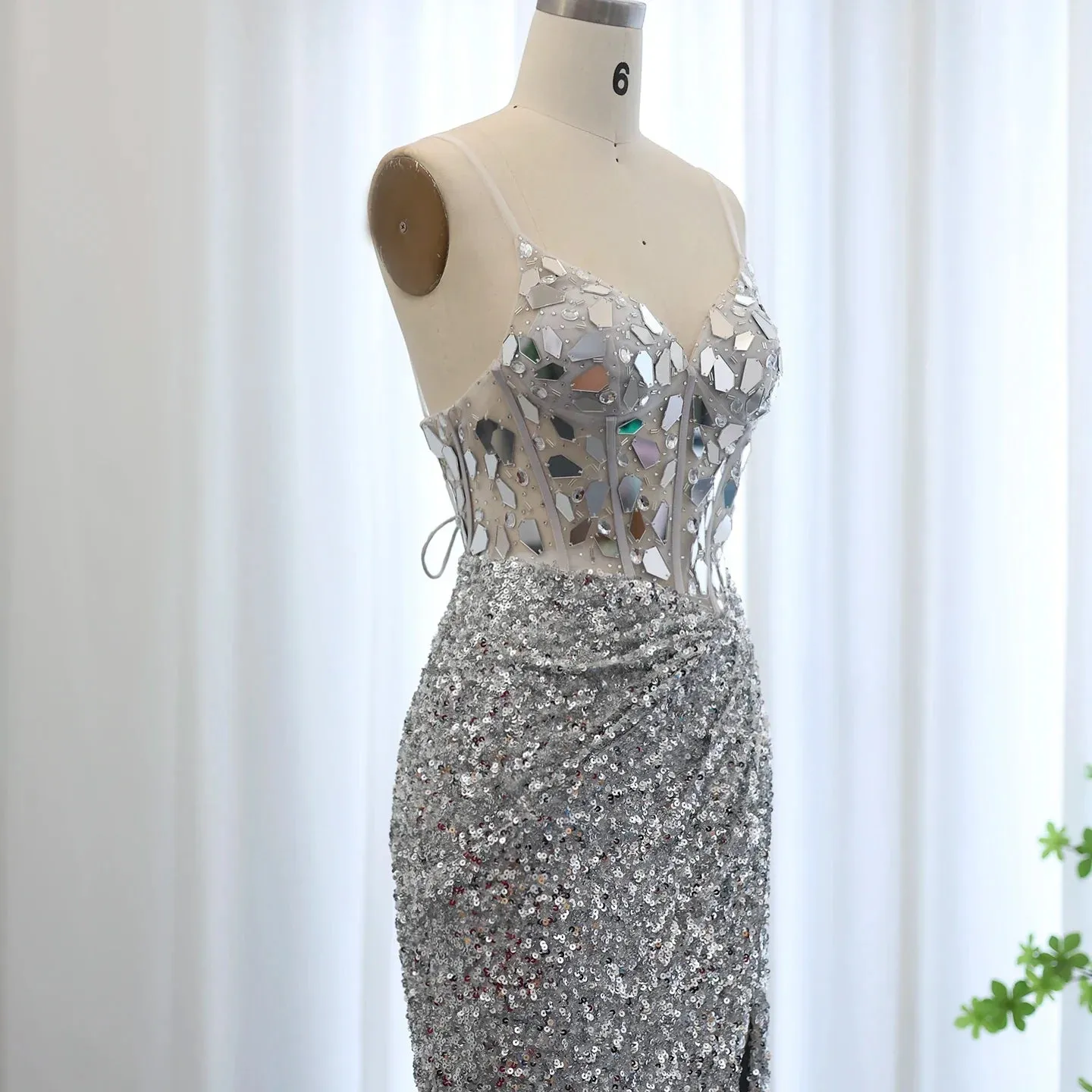 Sexy Spaghetti Burgundy Sequin Prom Evening Dress SS166