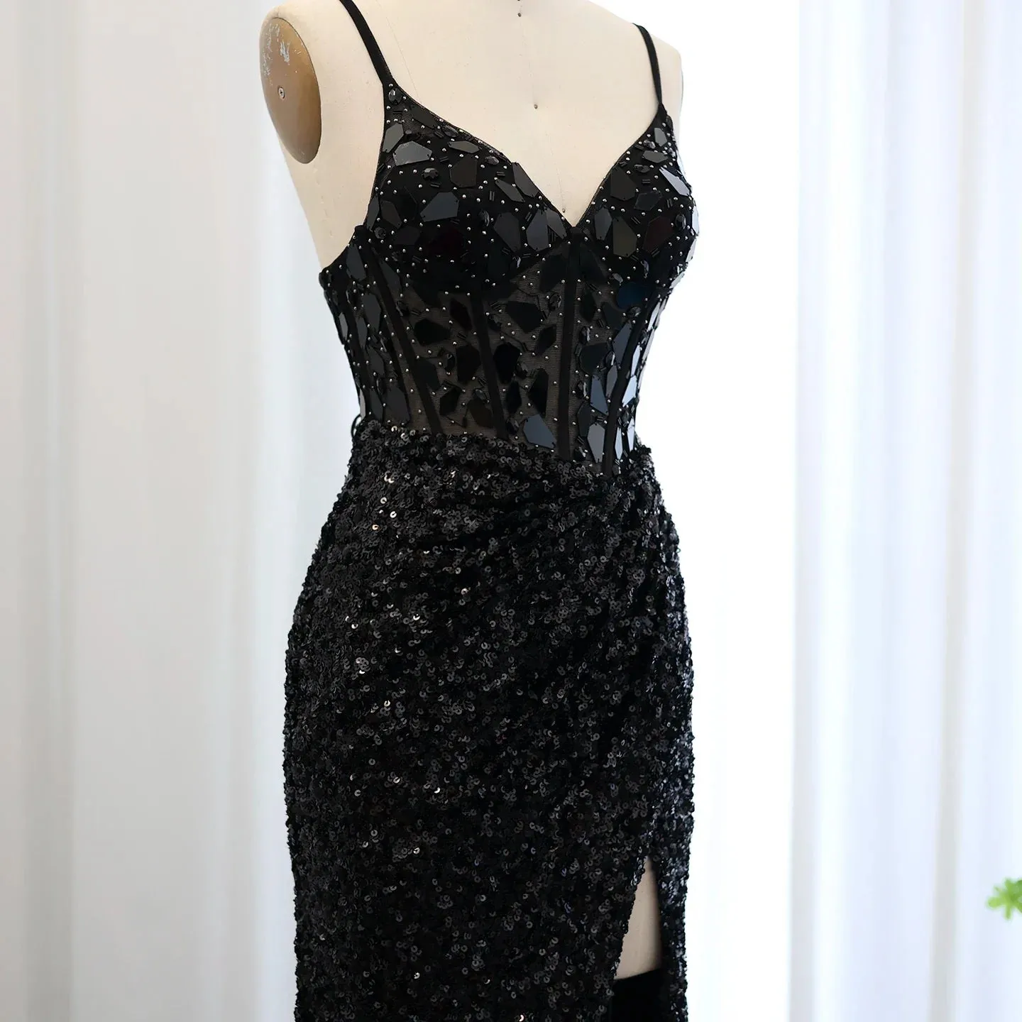 Sexy Spaghetti Burgundy Sequin Prom Evening Dress SS166