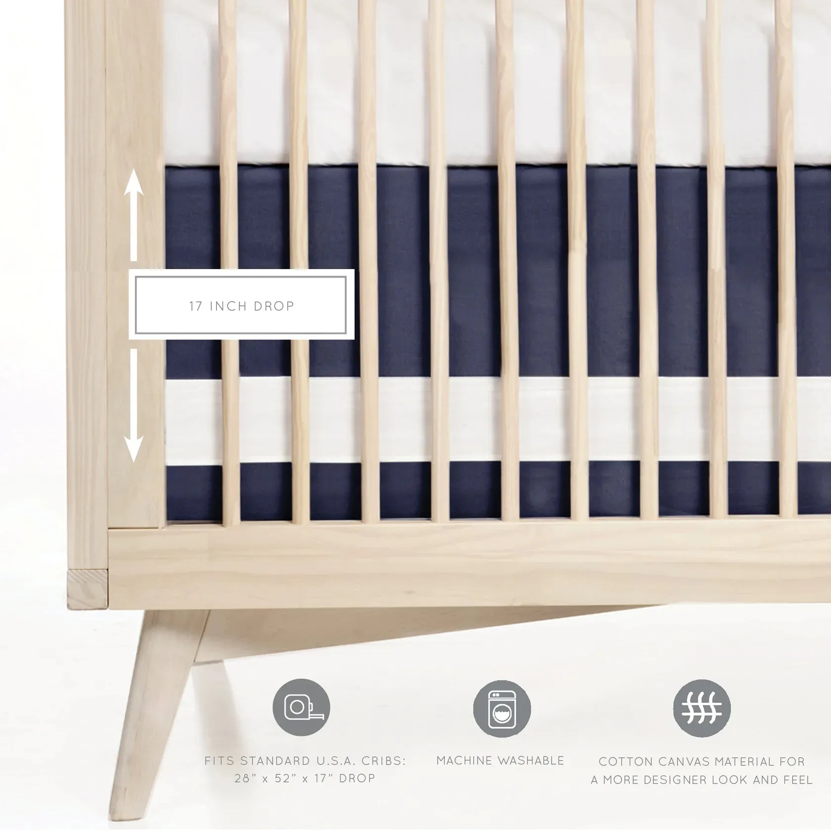 SOLID CRIB SKIRT - INDIGO