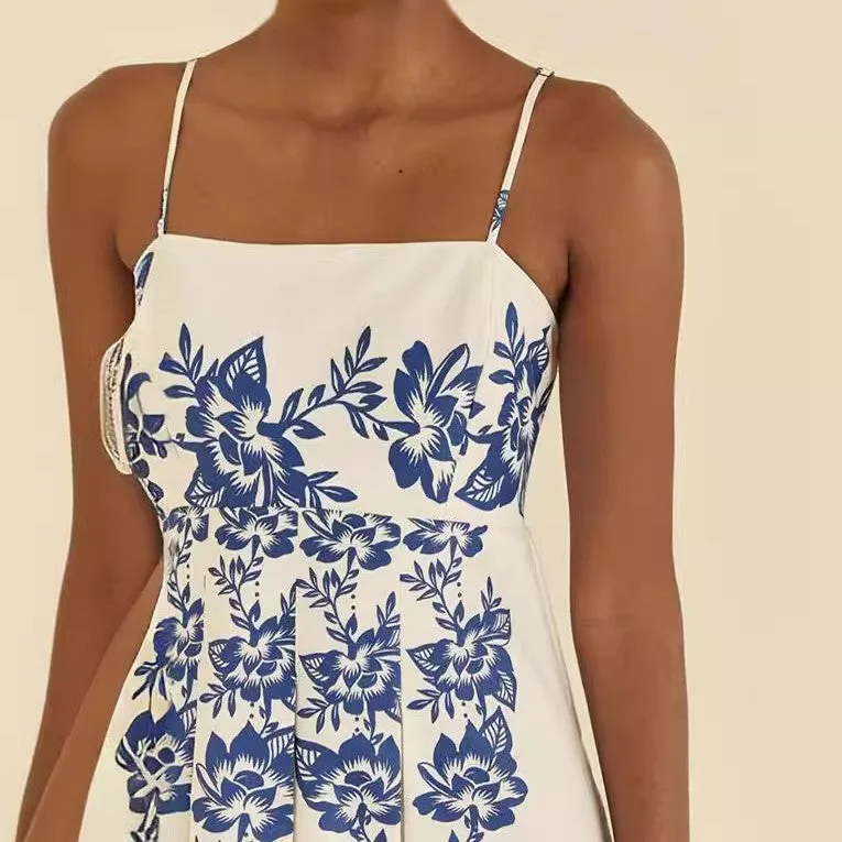 Suspender Ethnic Style Symmetrical Print Dress