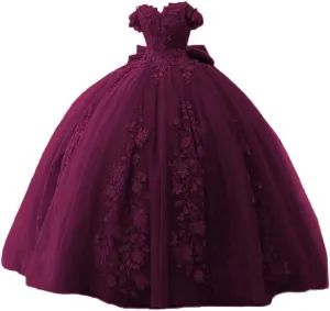 TRHTX Lace Beaded Quinceanera Dresses 2025 Puffy Off Shoulder Sweet 16 Dresses Flower Tulle Quince Dress WZY54