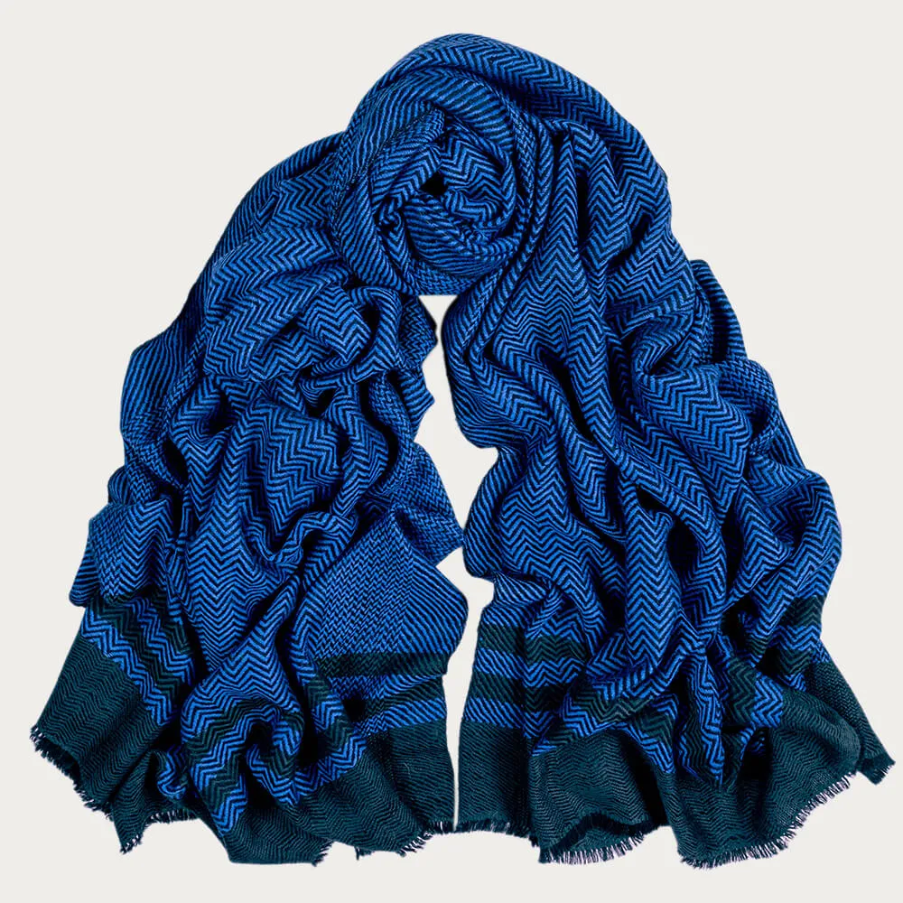 True Blue and Black Pashmina Cashmere Shawl