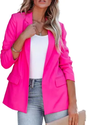 Womens Blazer Jackets Business Casual Long Sleeve Open Front Work Office Blazers Notch Collar Button Suit Jackets