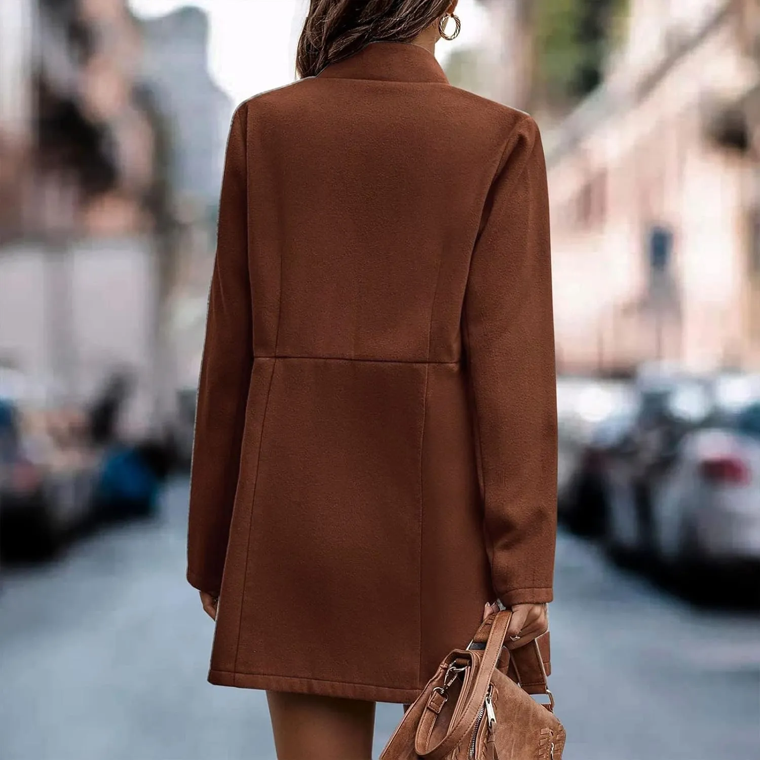 Women's Trench Coats Open Front Fit Knitted Sweater Coat Spring Fall Fashion 2024 Casual Overcoat Solid Jackets